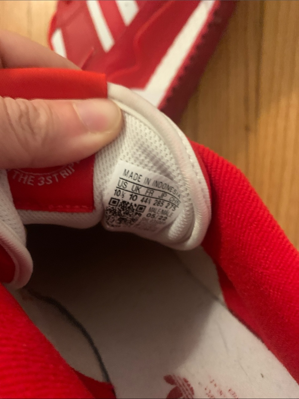 adidas Red and White Low-Top Lace-Up Sneakers - Picture 5 of 6